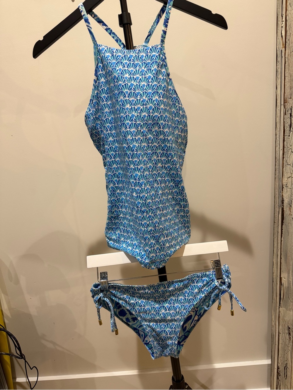 Helen Jon Blue Patterned Tankini Top and Bottoms